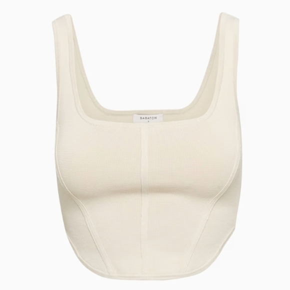 Aritzia Babaton | Sculpt Knit Matte Pearl Bustier Tank | Size XS - Picture 1 of 13